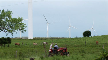 Tractor and wind farm